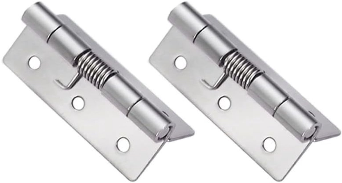 2 Stuks zelfsluitende veerhengen van roestvrij staal, automatische vergrendelingshengen voor binnengebruik in woningen en commerciële bouwprojecten, 60×40×1.5MM, duurzaam en eenvoudig te installeren