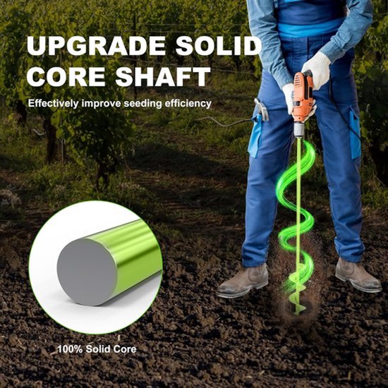 Grondboor van zwaar gelegeerd staal 10x40 cm – Universele tuin- en plantgatboor voor bloembollen, groenten en tuinonderhoud — afbeelding 4