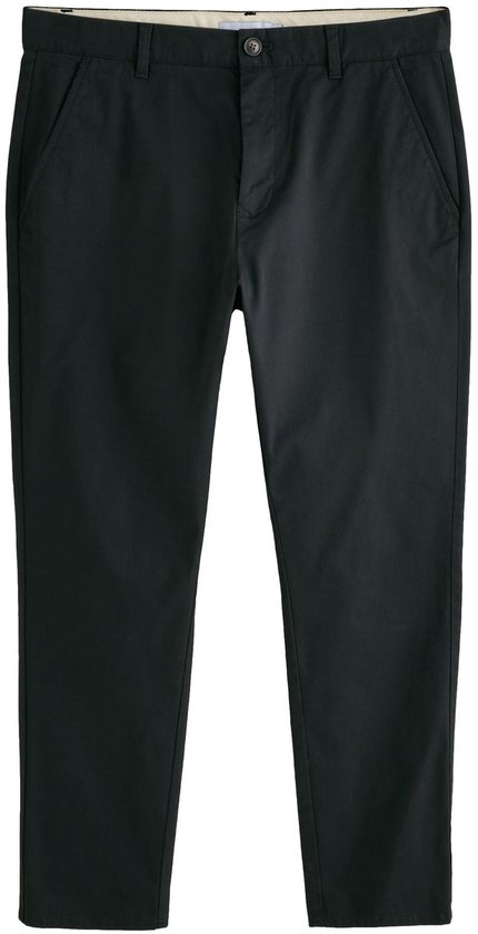 Zwarte chino van katoenmix in skinny fit met knoopsluiting.