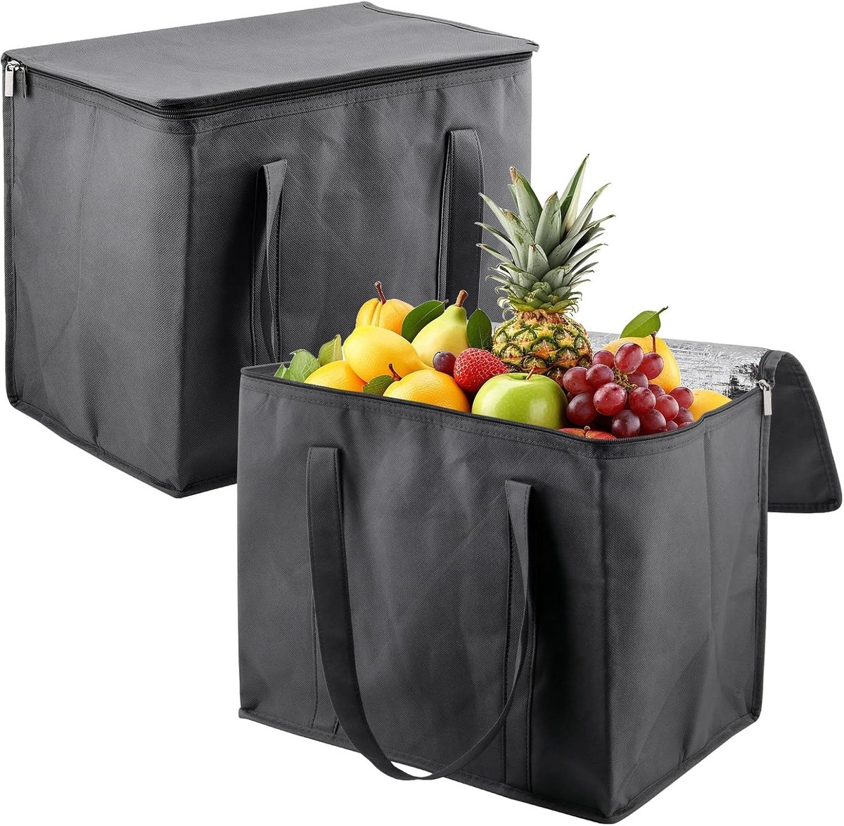 Voedselbezorgtassen 30 liter - Geïsoleerde koeltassen met ritssluiting voor boodschappen, kamperen en picknicken