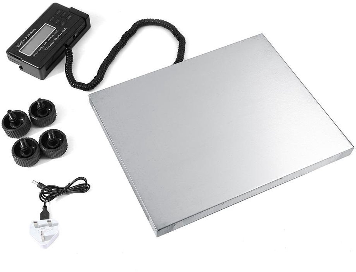 Zware Digitale Weegschaal tot 300 kg, Verstelbare Handgreep, Ideaal voor Verzending en Post, 30 x 38 x 4 cm