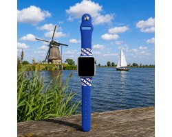 BnationX Apple Watch Horlogebandje Friesland - Wit Blauw - Siliconen - Friese Vlag