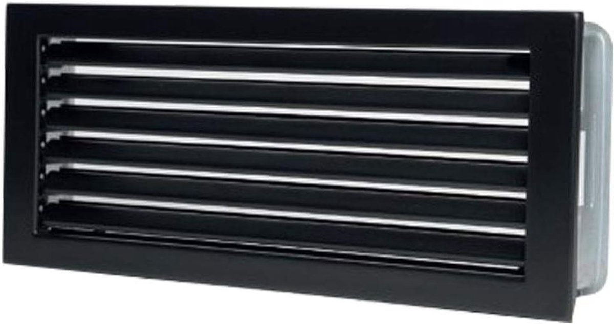 Koudluchtrooster - Ventilatierooster - Be- en ontluchting - Vaste lamellen - 35x15 cm - Zwart