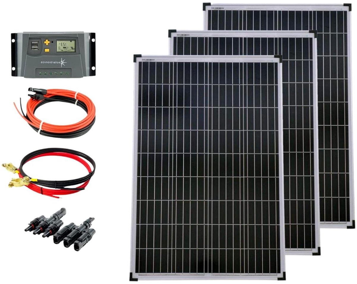 Zonnepaneel Set - Fotovoltaïsche Installatie - Energie Opwekken - Complete Set - 3x 100W - Geel