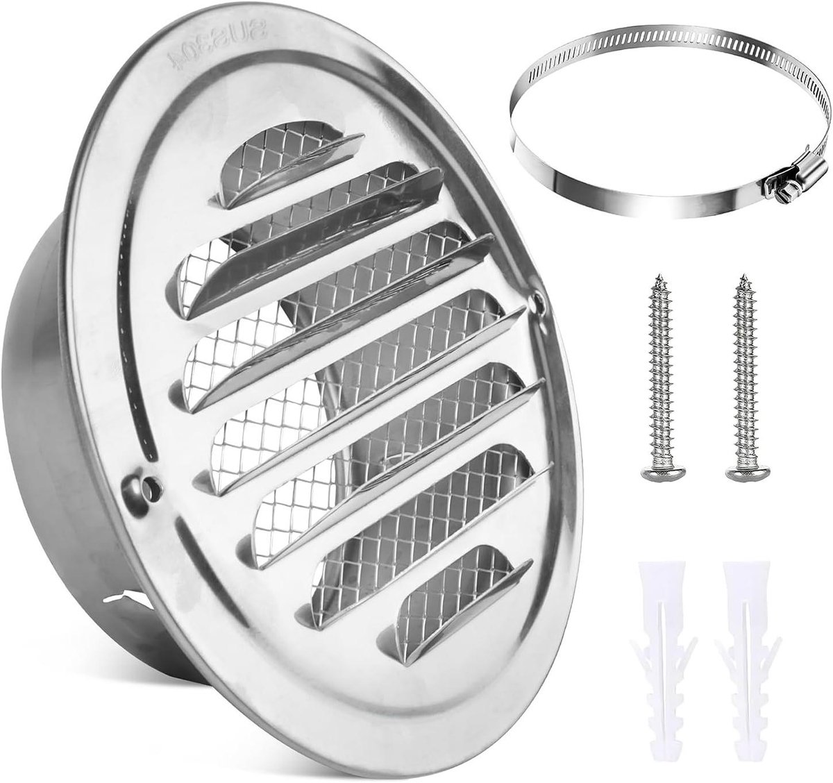 Ventilatie Rooster - Rond Luchtrooster - Luchtstroom Regelen - Insecten Wering - 100 mm - Zilverkleurig