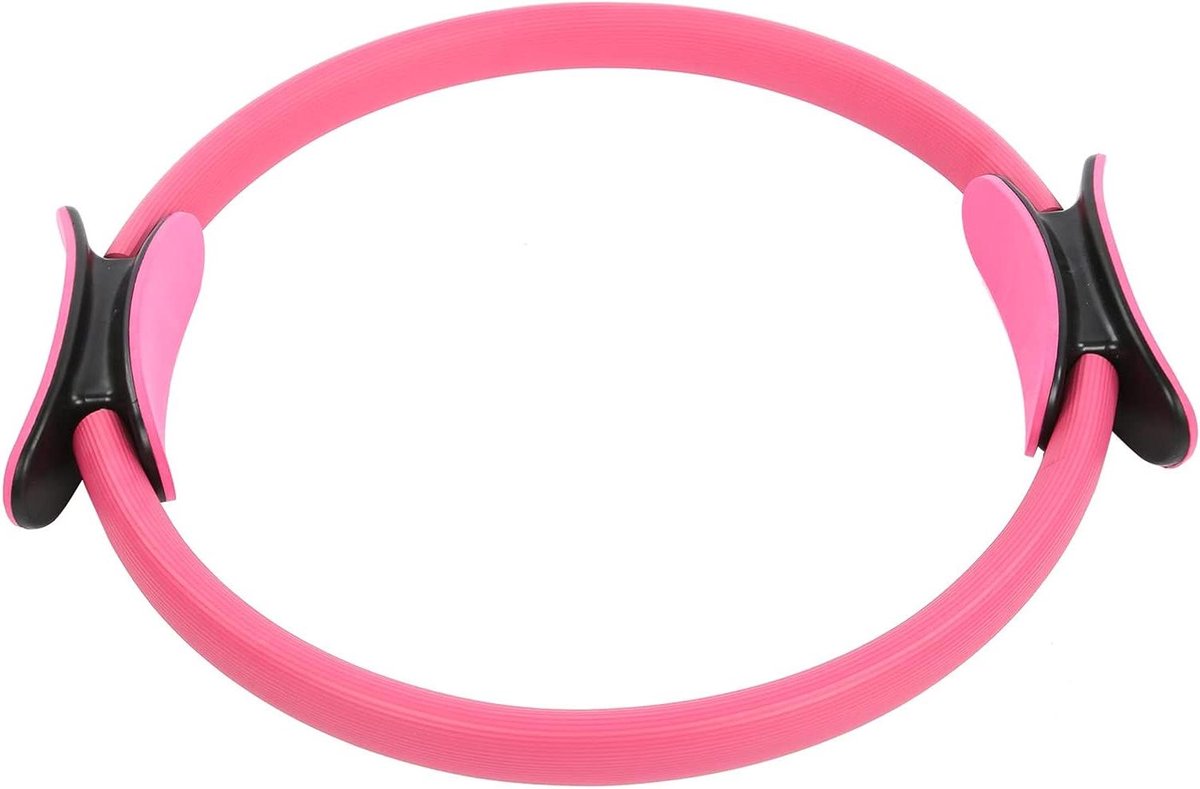 Yogaring Oefeningscirkel - Fitnessring Pilates - Thuis Sporten - Dubbele Handgreep - 40 cm Diameter - Roze