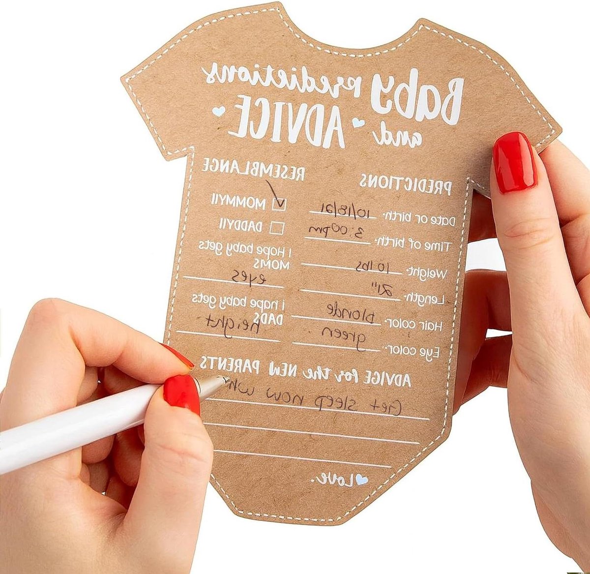 Babyshower Kaarten - Voorspel Kaarten - Feest Spel - Onesie Vorm - 50 Stuks - Kraft