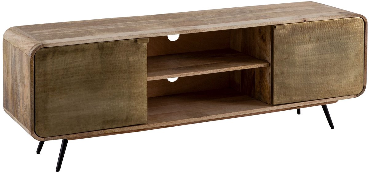 Ervesto Lowboard Tv-meubel - Dressoir Tv-kast - Tv-meubel Woonkamer - Mango Hout 160x55x41 Cm - Handgemaakt - Met Kabelmanagement En Opbergruimte