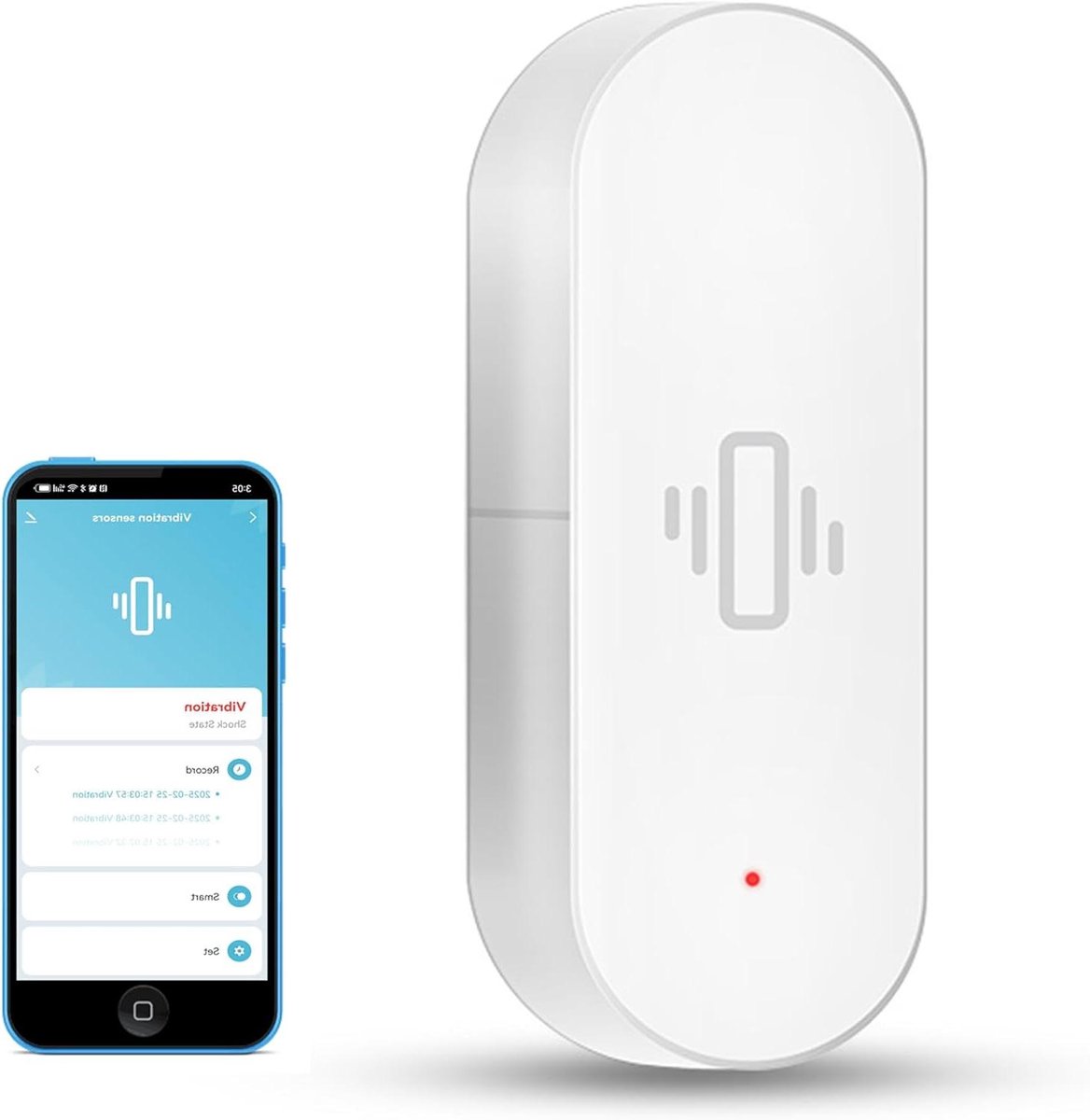 Vibratie Sensor - Glasbreuk Melder - Huis Beveiligen - App Meldingen - 2.5 cm - Wit