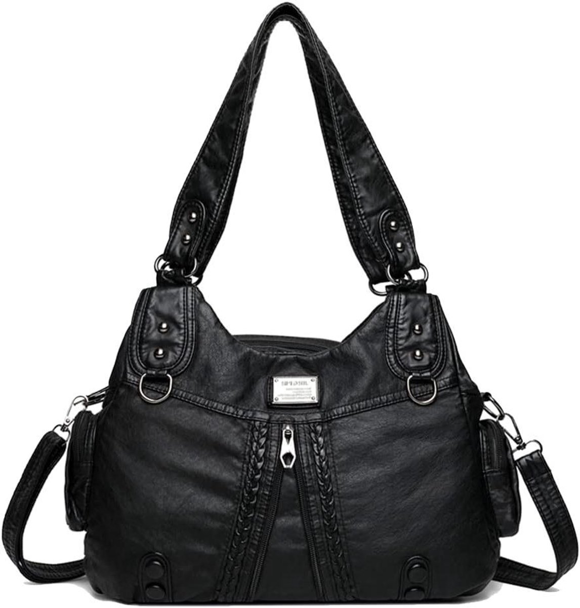 Dames Handtas - Schoudertas Hobo - Dagelijks Gebruik - Verstelbare Band - 34x26 cm - Zwart