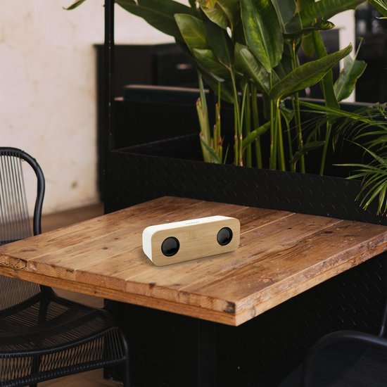 Draadloze Speaker - Bamboe Geluid - Muziek Luisteren - Krachtig Stereogeluid - 229 x 85 x 78 mm - Wit — afbeelding 3