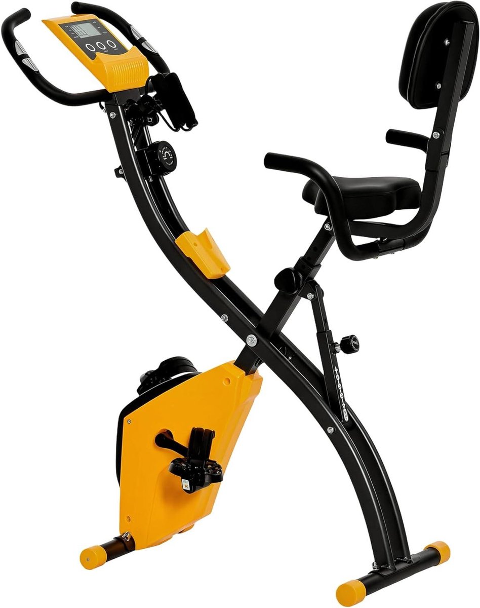Inklapbare Hometrainer - Fitness Fiets - Thuis Trainen - 8 Weerstandsniveaus - 97x51x115cm - Zwart Geel