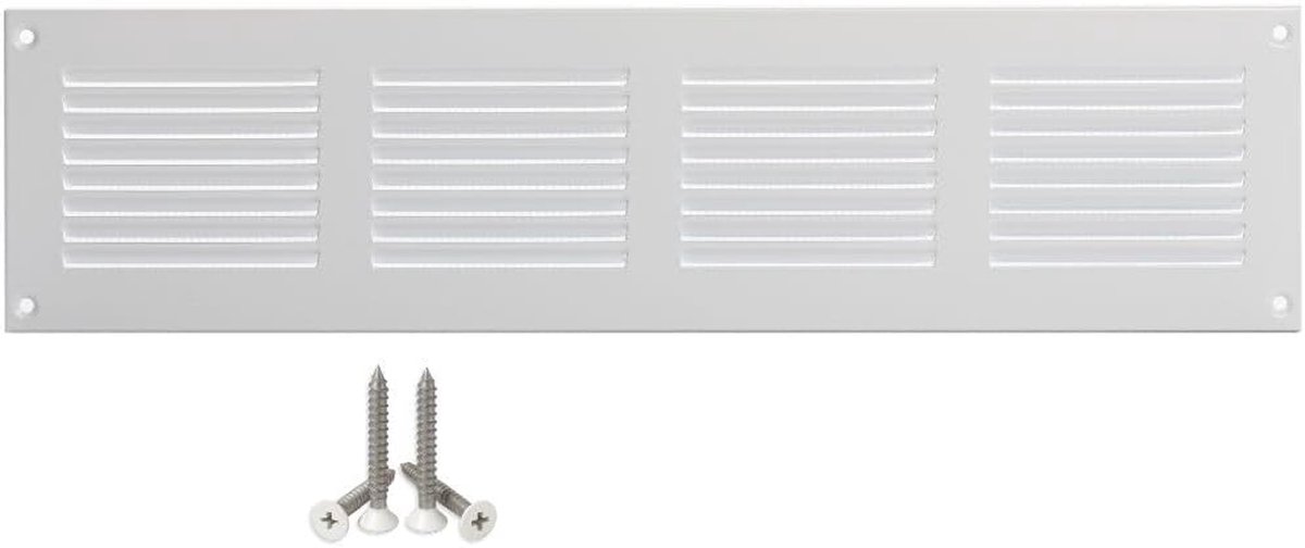 Ventilatie Rooster - Lucht Rooster - Luchtcirculatie Verbeteren - Insecten Bescherming - 400x100mm - Wit