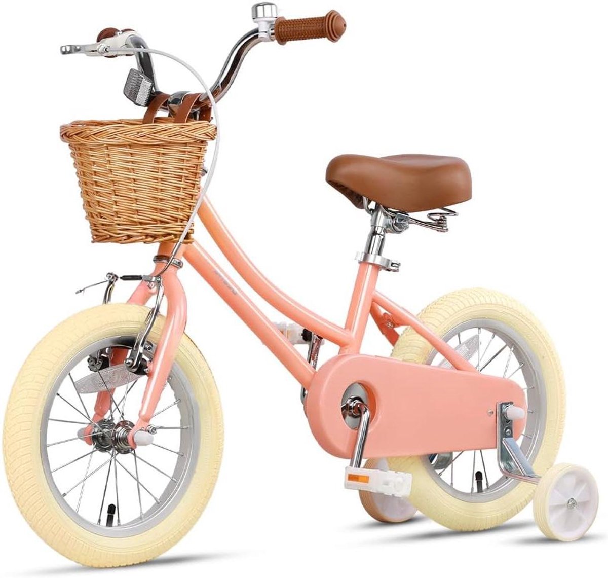 Kinderfiets - Meisjesfiets - Leren Fietsen - Inclusief mand - 12-20 inch - Perzik