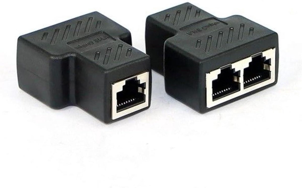 Netwerk Splitter Adapter - RJ45 Verdeler - Netwerk Uitbreiding - Twee Apparaten Delen - 11 x 11 x 1 cm
