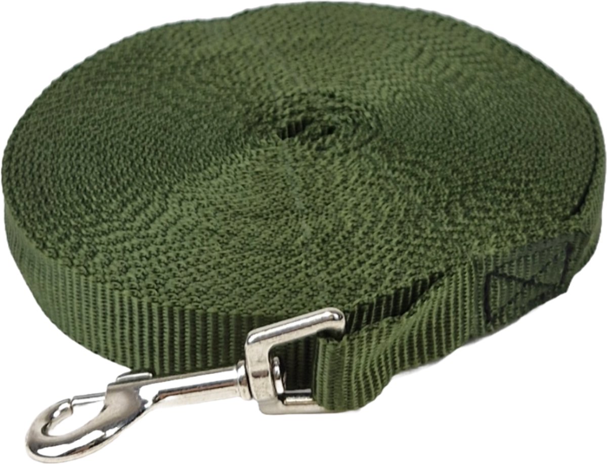 BCF-Products Hondenriem - Hondenriemen - 10 Meter - Olijfgroen - Lange Hondenlijn - Leiband - Sleeplijn - Looplijn - Trainingslijn