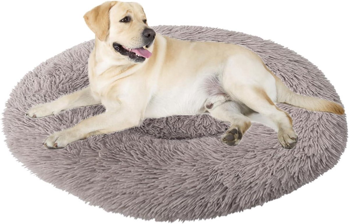 Huisdierbed - Donut mand - Rustgevend slapen - Antislip onderkant - Diameter 100 cm - Beige Bruin