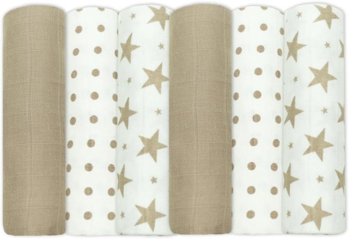 Baby mousseline doeken - Spuugdoeken vierkanten - Baby verzorging - 100% puur katoen - 70 x 70 cm - Taupe