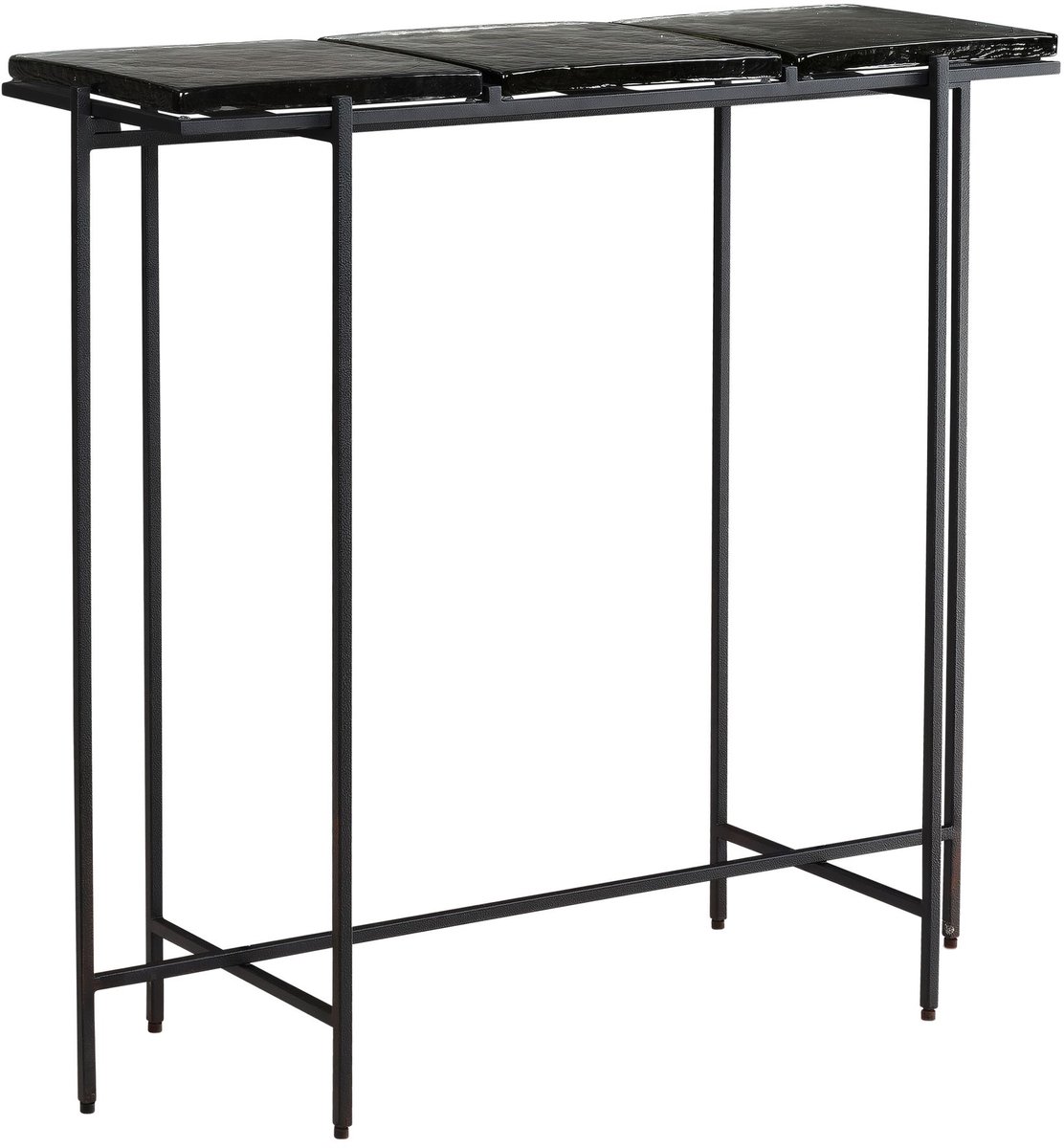 Skyport Consoletafel - Sidetable - Haltafel - Zwart Glas - 90x29x85 Cm - Metalen Frame - Afneembare Bladen