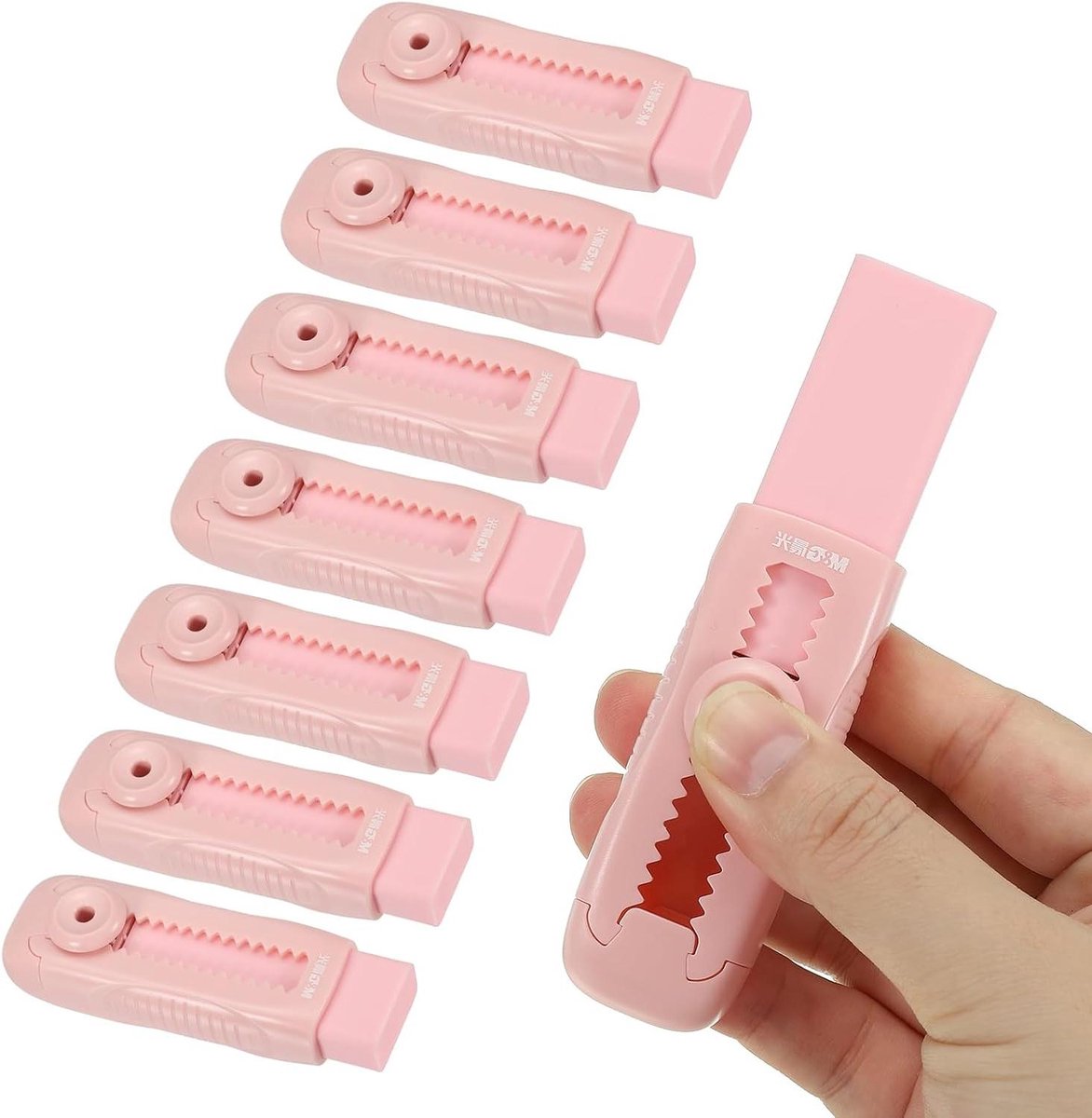 Gummen Set - Potlood Gummen - Fouten Corrigeren - Intrekbaar Ontwerp - 8 Stuks - Roze