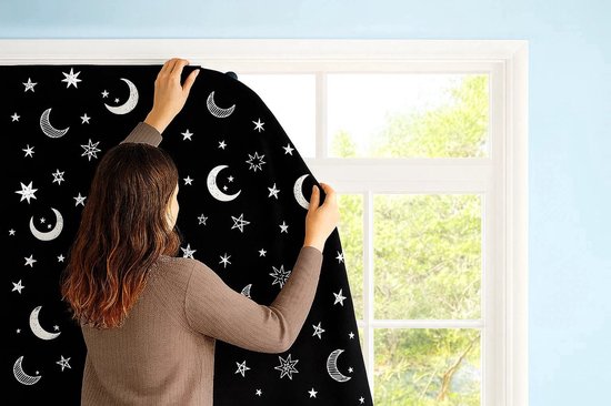 Liefjes & Co Verduisteringsgordijn met Zuignappen - 200x130cm - Verduisteringsdoek Zwart - Inclusief Opbergtas