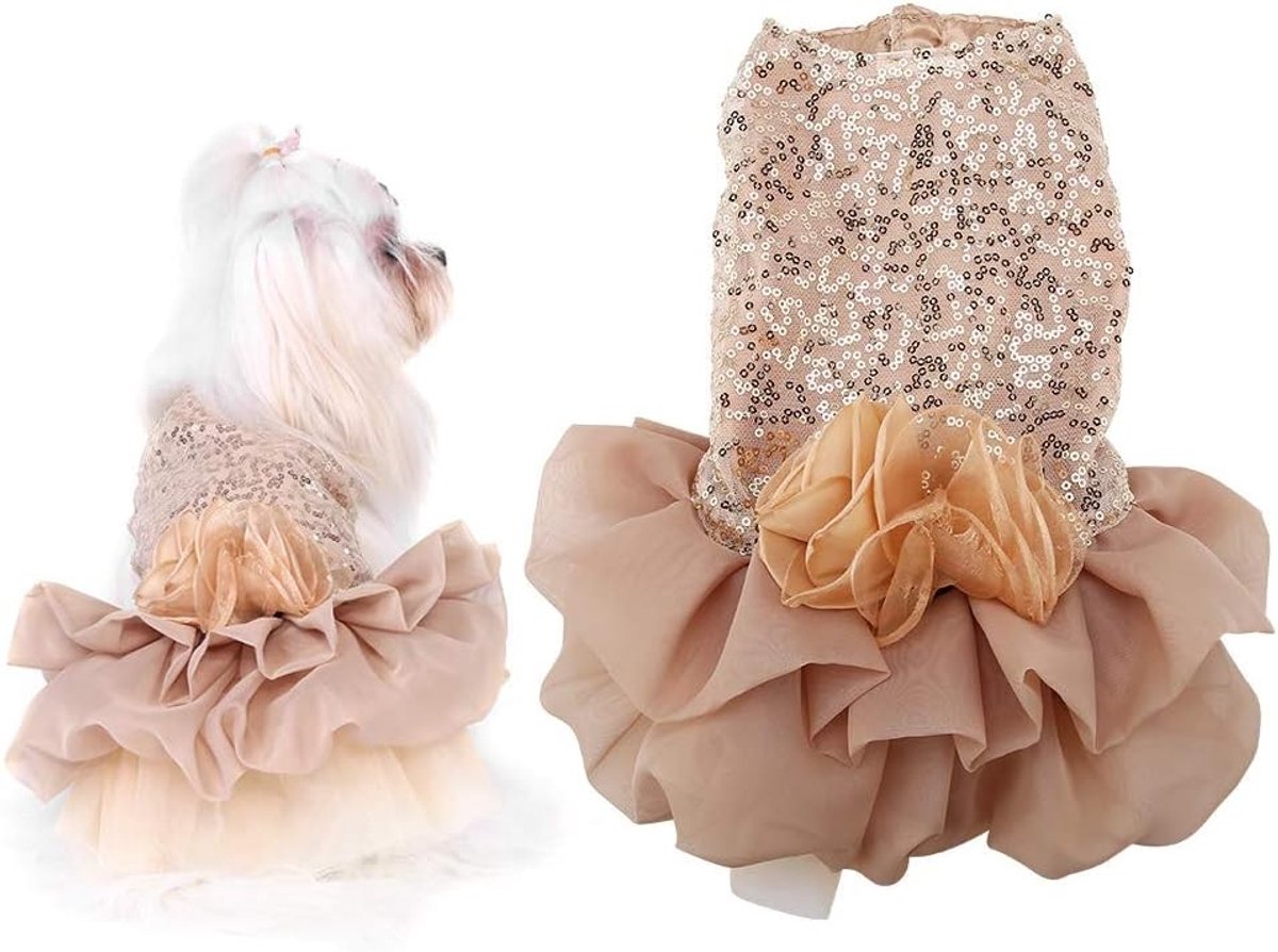 Schattige Hondenjurk met Pailletten voor Kleine en Middelgrote Honden en Katten, Zomeroutfit voor Feestjes en Bruiloften