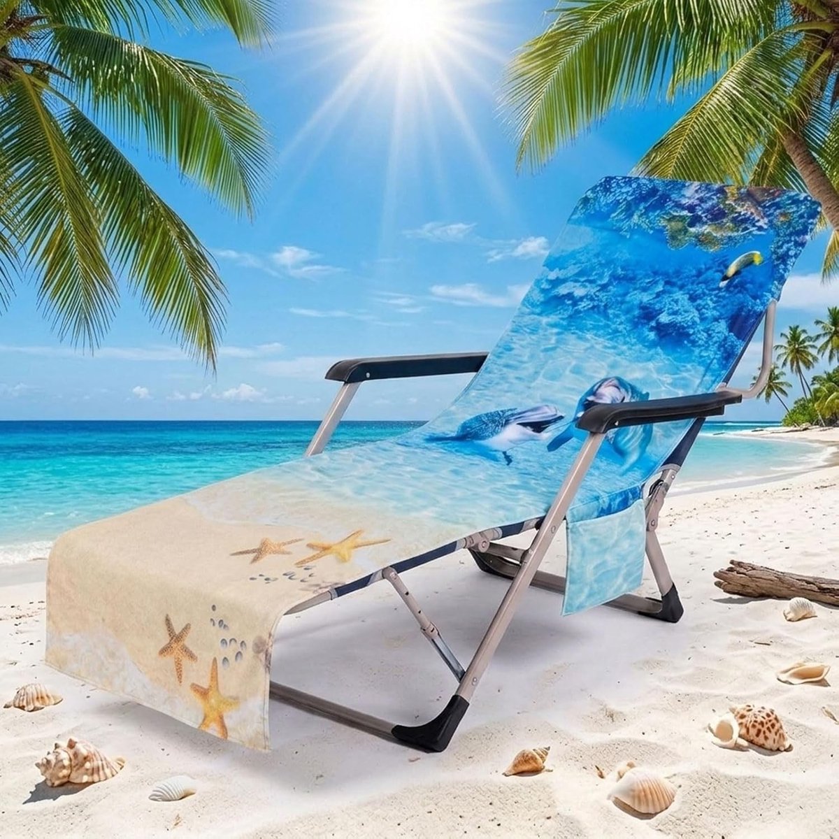 Beschermhoes voor Tuinligbed, Sneldrogend Kussen met 2 Zakjes, Antislip Strandlaken voor Zonbed en Zwembad, 75 x 210 cm, Ideaal voor Tuin en Strand