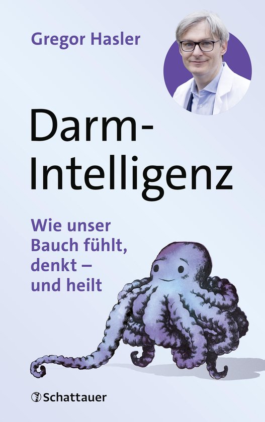 Boek "Darm-Intelligenz" van Gregor Hasler met paarse octopus illustratie.