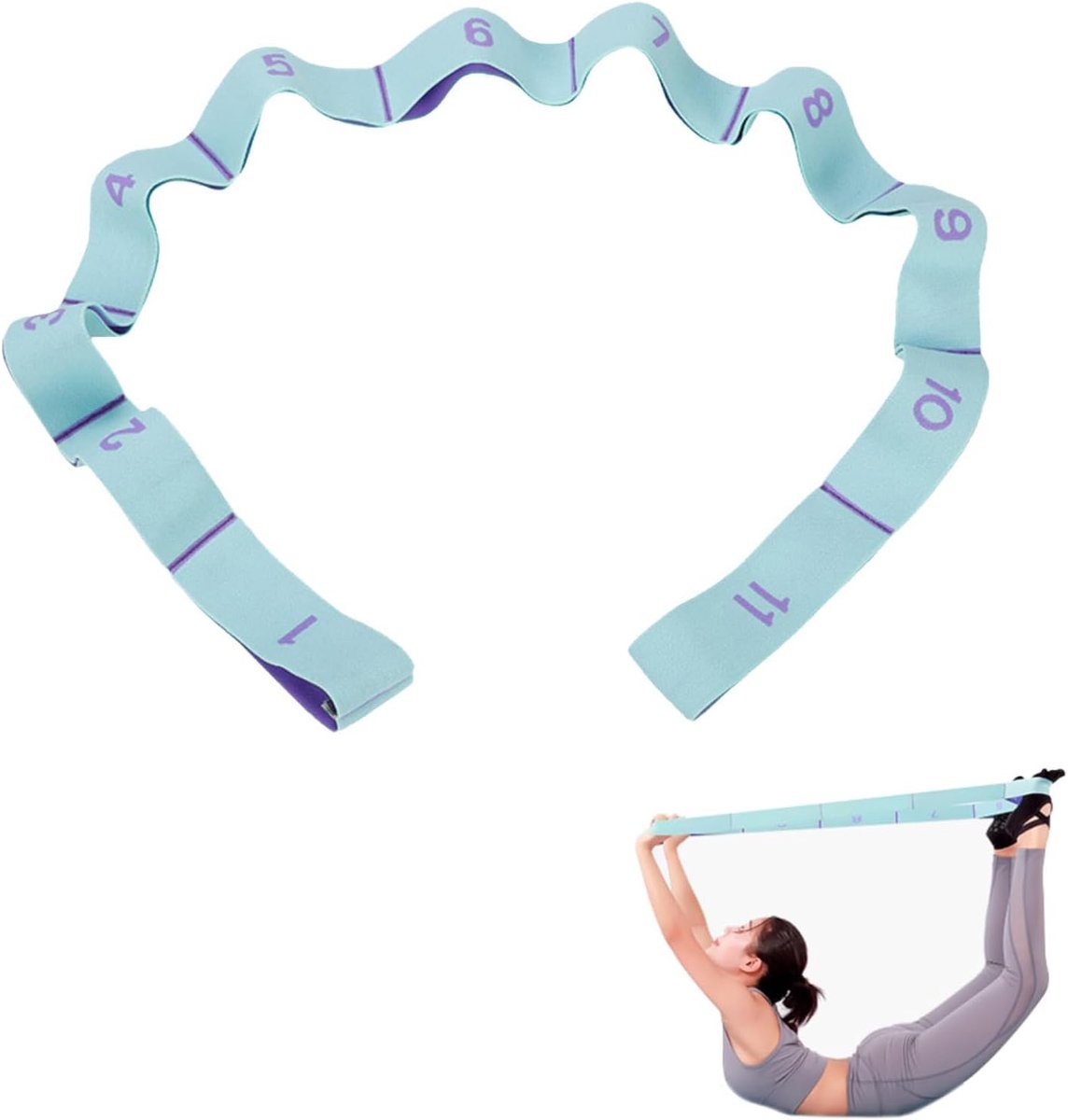 Thijox - Yoga Stretching Band met 11 Lussen - Elastische Gymnastiek Band van Nylon en Latex - Ideaal voor Yoga, Fysiotherapie en Stretching - Gemakkel