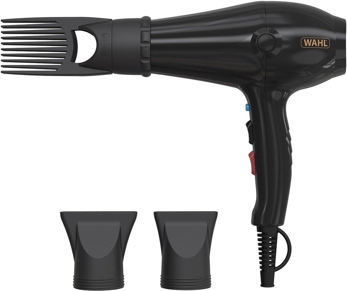 SnelShoppen - WAHL PowerPik 5000 Haardroger - Afro-haardroger met Pik-opzetstuk - Drie Warmtestanden - Anti-kroes Technologie voor Gekruld Haar - Idea