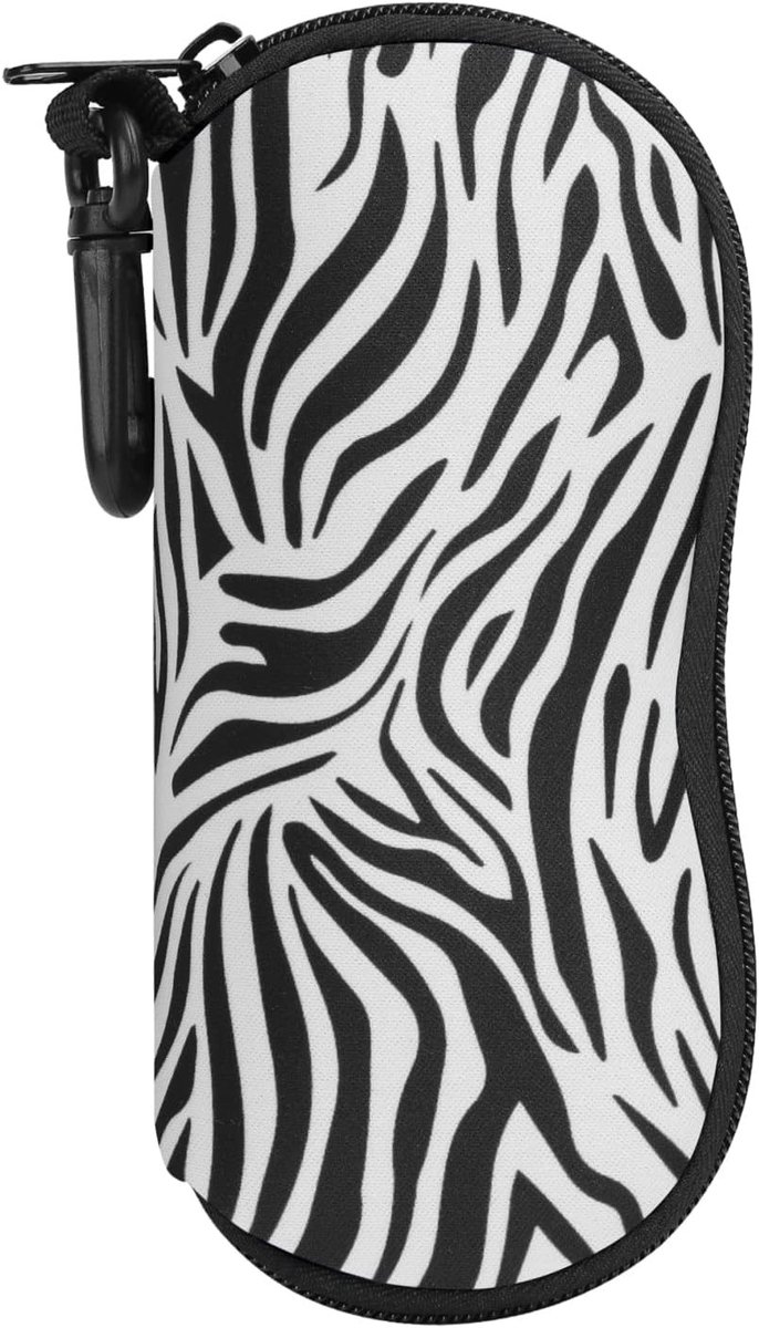 Zachte neopreen brillenetui met ritssluiting, beschermende koker voor zonnebrillen, unisex design, Zebra print, Eén Maat, ideaal voor reizen en dagelijks gebruik