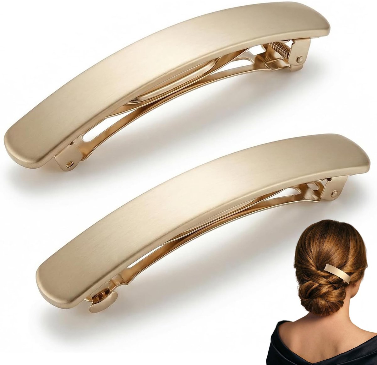 Dailygoods- Haarspeldjes 2 Stuks - Franse Gouden Minimalistische - Antislip - Lichtgewicht Legering - Stevige Bevestiging - Moderne Architectonische Esthetiek - Haarclips
