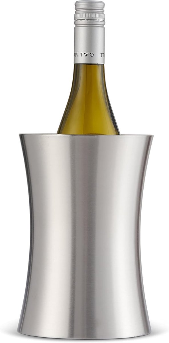 Thijox - Premium Roestvrijstalen Wijnfleskoeler - Dubbelwandig & Stijlvol - 19x10cm - Lichtgewicht & Stevig - Elegante Concave Vorm voor Feestelijke D