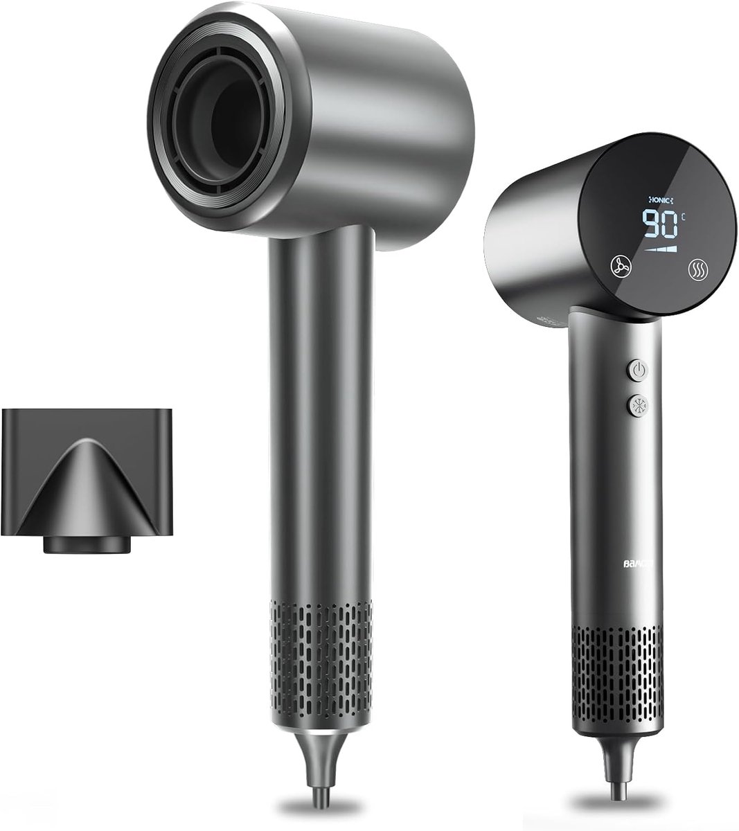 SnelShoppen - Professionele Ionic Föhn 1500W, Reisformaat, HD Temperatuur, Touchscreen, 4 Temperatuur- en 3 Snelheidsinstellingen voor Snelle Droging