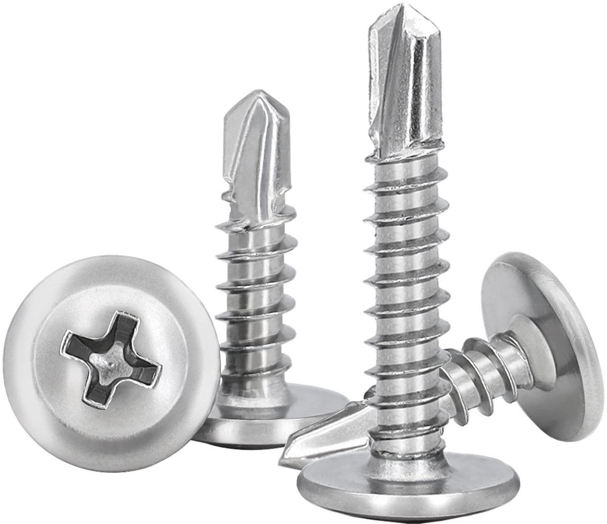 Dailygoods- Zelftappende Schroeven M4.2 - 95 Stuks - 410 Roestvrij Staal - Zelfborende Schroeven - Metaalschroeven - Schroefdraad Ø 4.2 - Gemodificeerde Kop