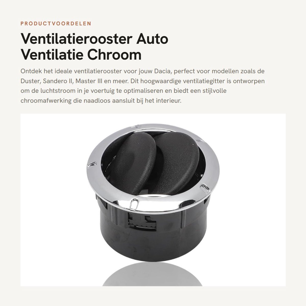 Dailygoods- Ventilatierooster Verchroomd - Ventilatiegitter - Afzuigventiel - Compatibel met Dacia - OE-referentienummers 8200817797 - Installatiepositie Links/Rechts/Midden