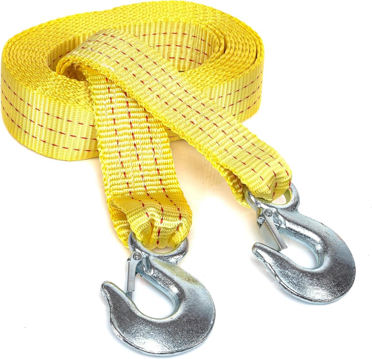 SnelShoppen - Heavy-Duty Sleepriem met Haken 6,5 x 50m - Geweven Polyester Singels - 4,5 kg Capaciteit - HD Truck Recovery Strap en ATV Sleepriem - Id