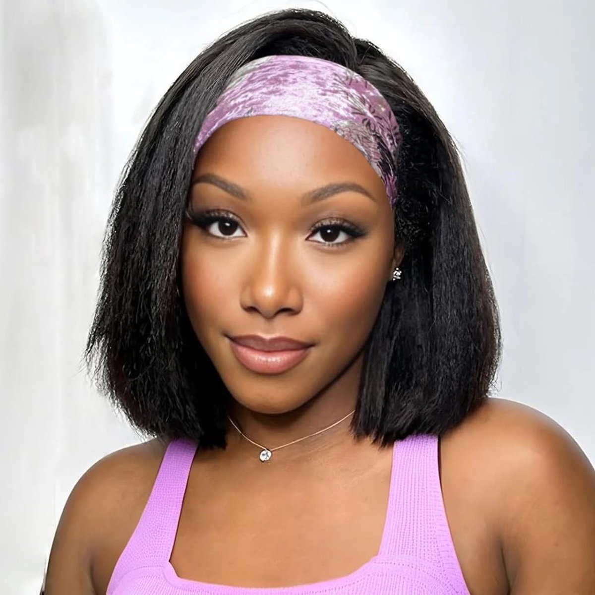 Dailygoods- Haarwig Yaki Bob - 100% Menselijk Haar - Glueless - Kinky Steil - 10 Inch - Gemakkelijk te Dragen - Permanente Haarstuk