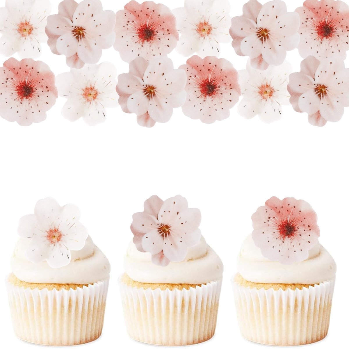 Dailygoods- Taartdecoratie Kersenbloesem - 48 Stuks - Bruiloft - Verjaardag - Doop - Gemakkelijk te gebruiken - Taartversiering
