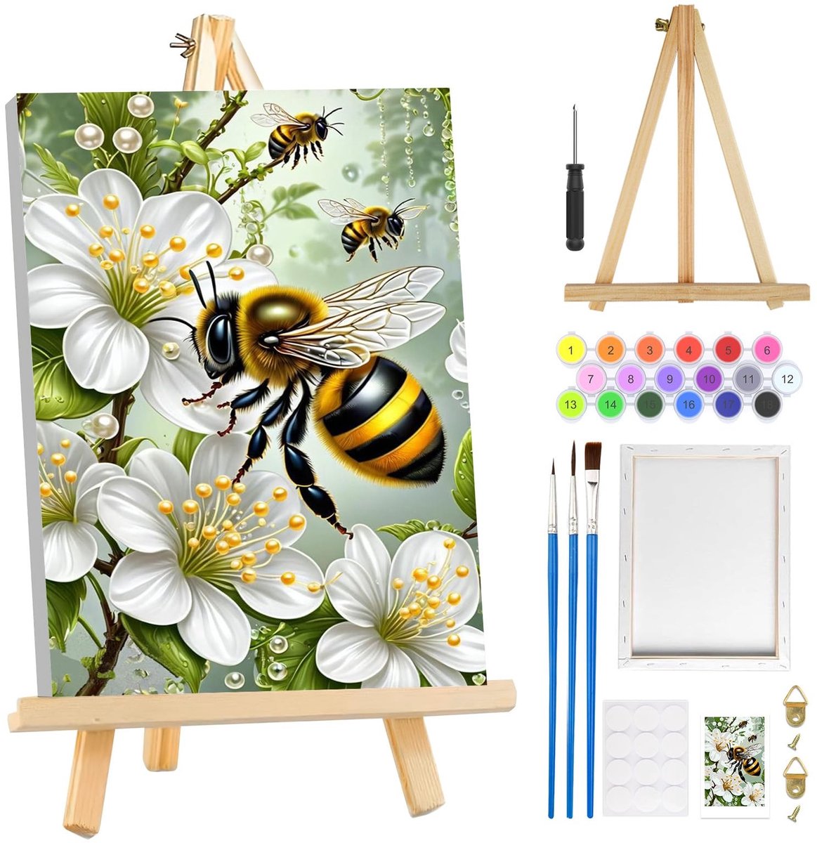 Dailygoods- Schilderen op Nummer Ingelijst - Acrylverf Set - Houten Ezel - Doe-Het-Zelf Kit - Voor Volwassenen - Voorbedrukt Canvas - Verfset
