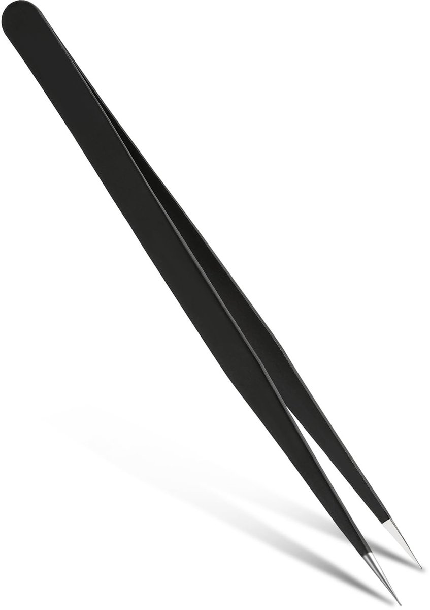 Dailygoods Pincet - Precisie Pincet - Fijn geslepen en nauwkeurig - Zwart - Geschikt voor modelbouw en elektronica - Ideaal voor sieraden en lab...