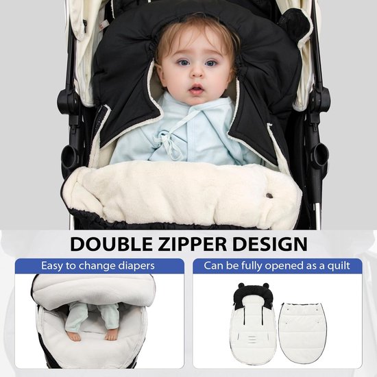 SnelShoppen - Baby Voetenzak Universeel voor Kinderwagens - Winter Voetenzak voor Alle Buggy's - Wasmachinebestendig - 90 x 52 cm - Zwart van Snelshoppen — afbeelding 3