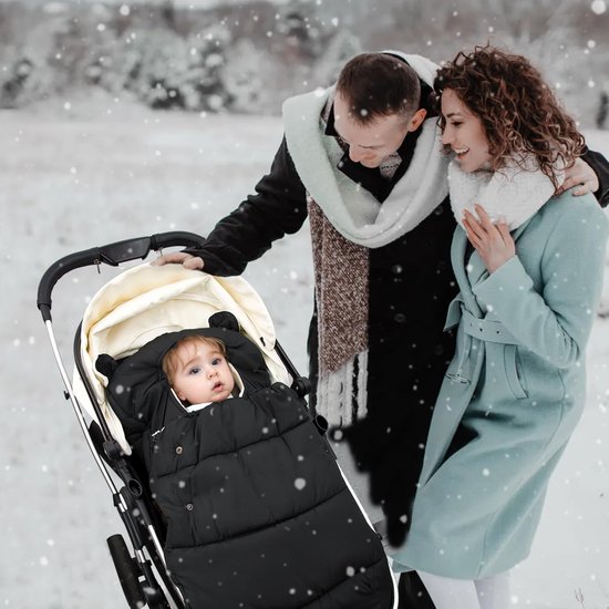 SnelShoppen - Baby Voetenzak Universeel voor Kinderwagens - Winter Voetenzak voor Alle Buggy's - Wasmachinebestendig - 90 x 52 cm - Zwart van Snelshoppen — afbeelding 4