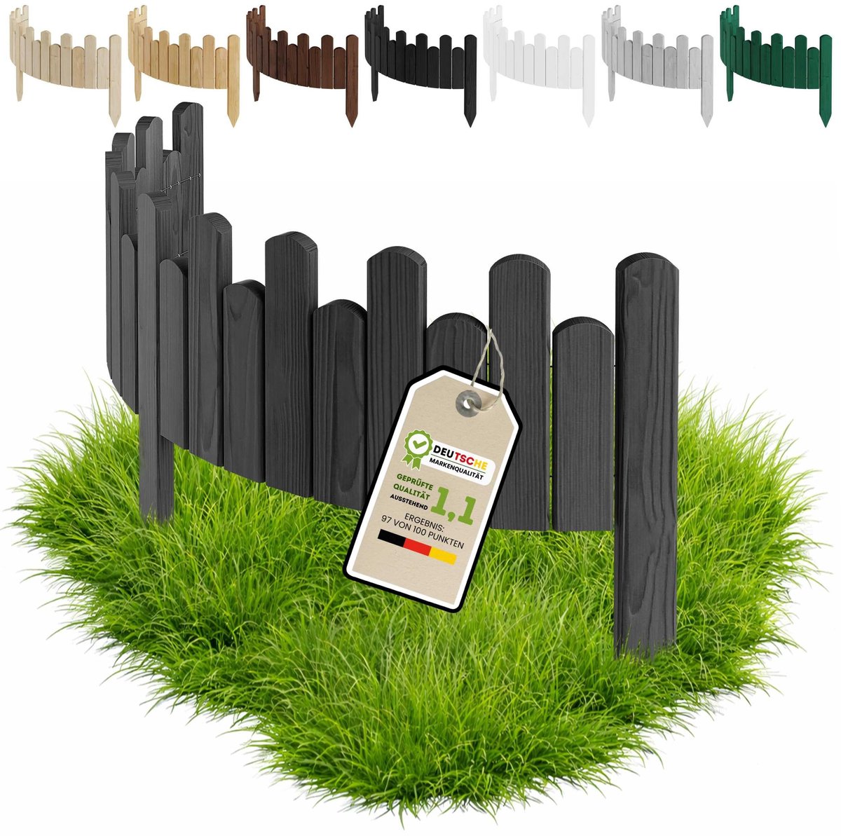 Dailygoods- Bloembedrand Flexibel 40 x 100 cm - Borderrand - Plantenborder - Tuinrand - Houten Omheining - Weerbestendig