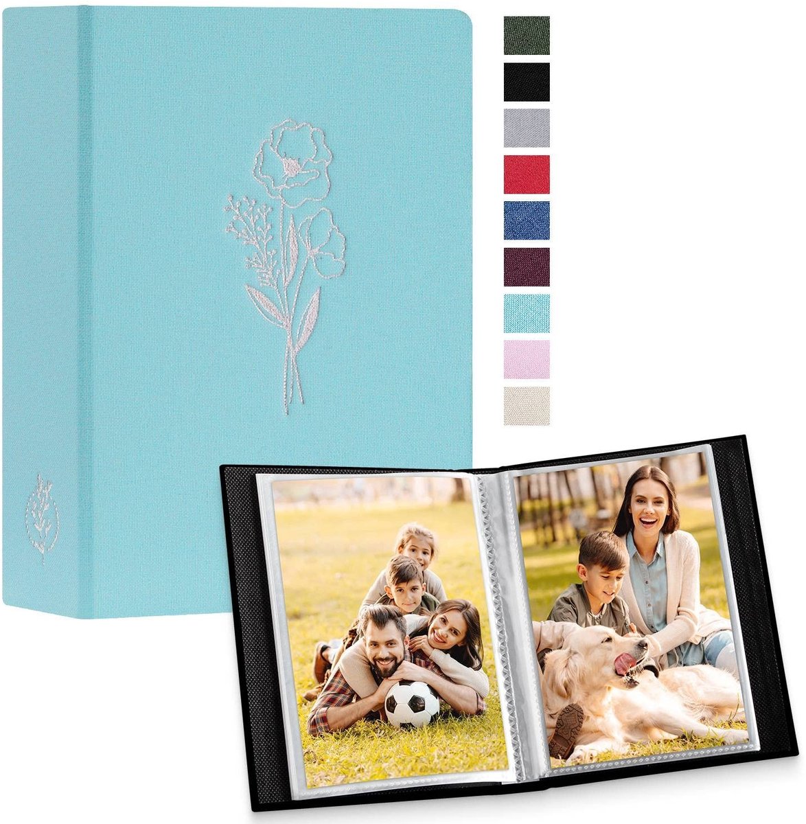 Dailygoods- Fotoalbum 100 Foto's - 2 Stuks - Insteekalbum - Linnen Cover - 6x4 Pockets - 17x13x5 cm - Zuurvrij en Stofdicht - Fotoboek