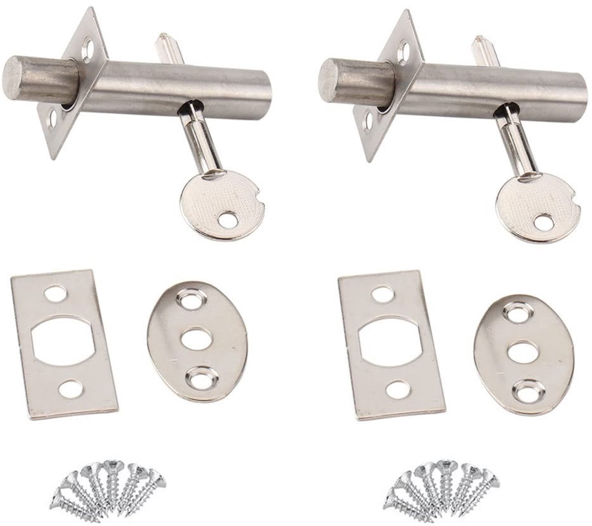 Dailygoods- Deurslot Roestvrij Staal - Anti-diefstal - Beveiligingsbout - Dode Bout - 2 Sets - Eenvoudige Installatie - Deurbout