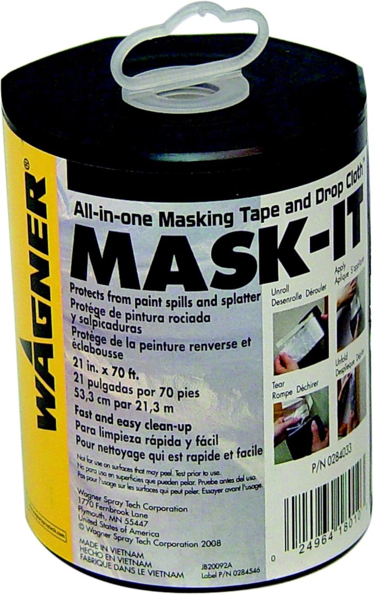Thijox - Mask-it-Set Maskeerfolie + Dispenser voor Wand en Plafond 0,55x21m - Perfect voor Schilderen, Stucwerk en Klussen