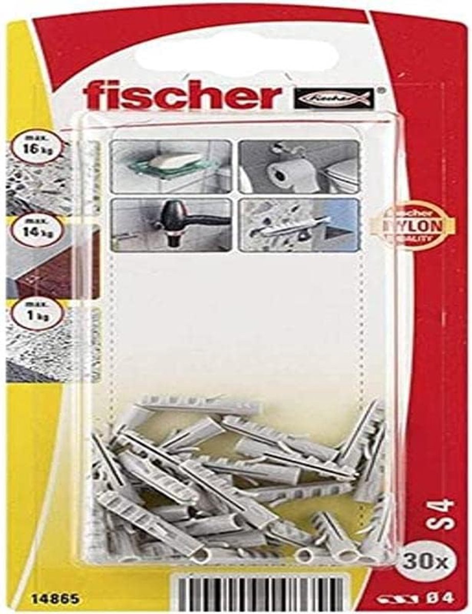 SnelShoppen - Betonpluggen 4x20mm - 30 Stuks - Duurzame Nylon Wandpluggen voor Betonnen Muren, Robuuste Bevestiging, Voor Binnen en Buiten