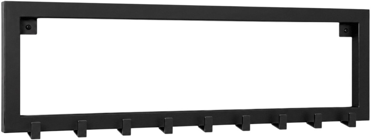 Tipton Wandkapstok Zwart – 12 Haken – 120 x 25 cm – Staal – Handgemaakt – Wibema