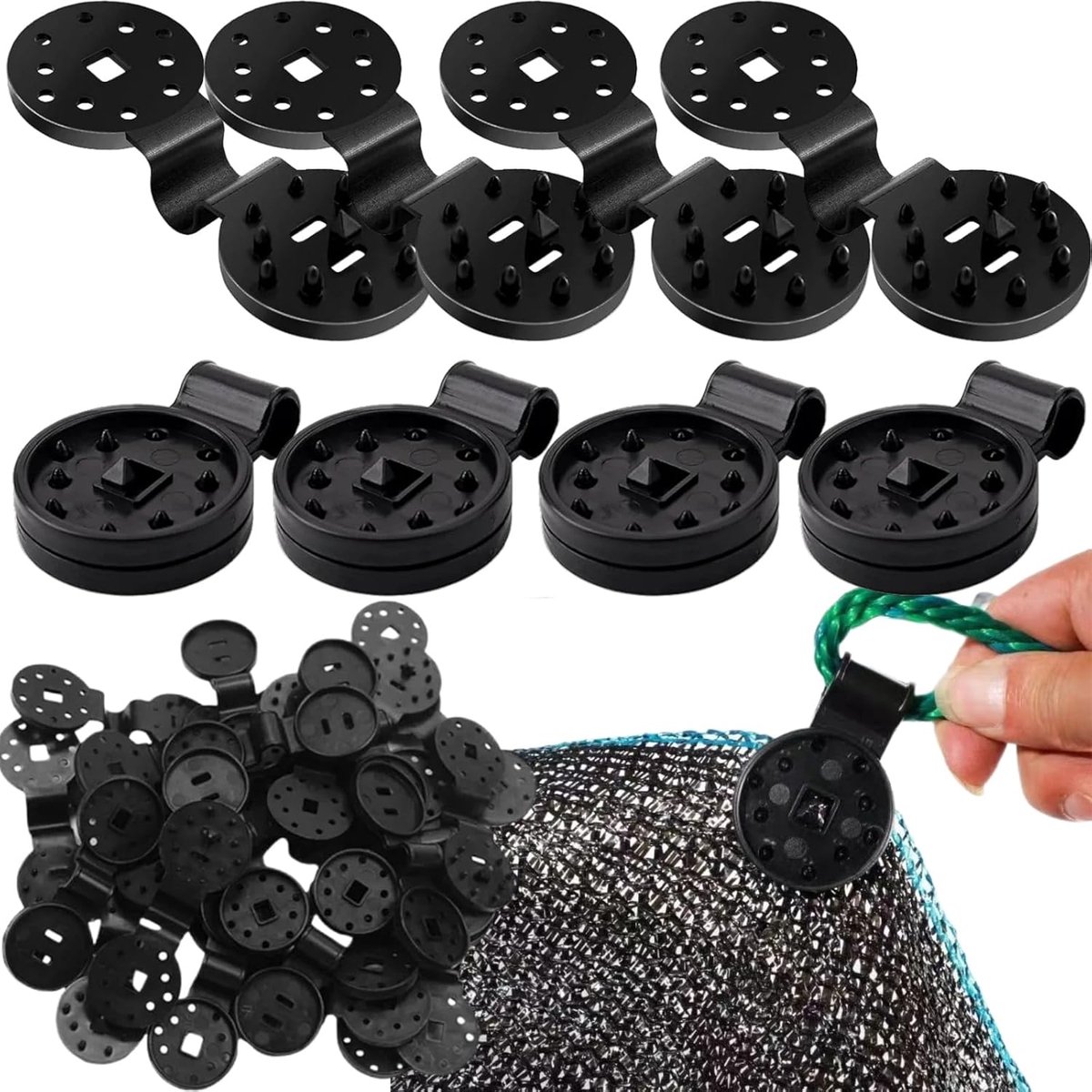 Thijox - 50 Stuks Kunststof Clips voor Zonweringsnet - Herbruikbare Haken voor Schaduwzeil en Hagelbeschermingsnet - Ideaal voor Tuin, Camping en Fees